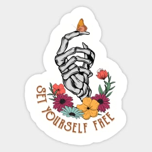 Set yourself free floral skeleton Sticker